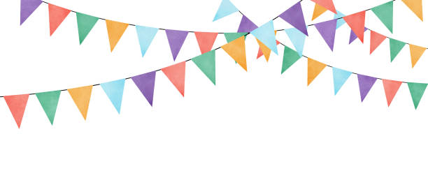 istock Colorful watercolor festive flag garland 2201025530