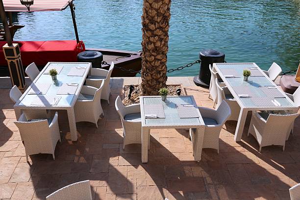 istock Restaurant outdoor tables in Dubai 2201028052
