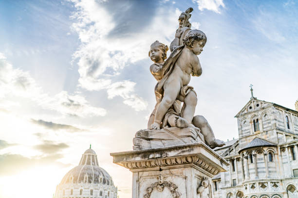 Ancient statue of antique god of commerce, business, merchants and travelers Hermes (Mercury).