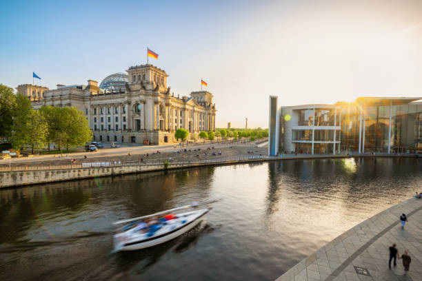 istock government district at spree river in Berlin at sunset 2201051882