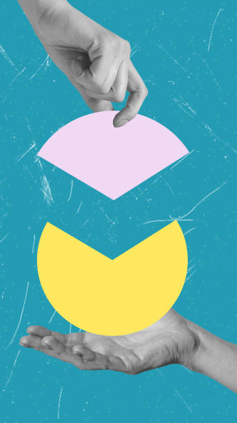 istock Contemporary art collage art depicting hands holding an element of a statistics chart. 2201053974