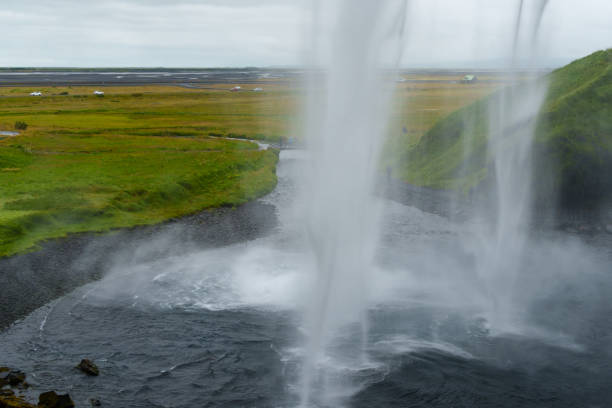 views of seljalandsfoss and Gljúfrabúi waterfalls, Iceland