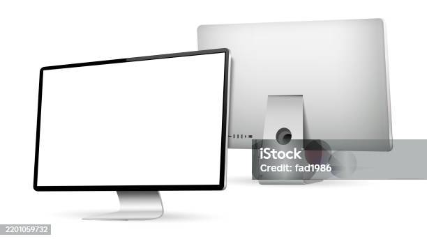 Realistic Computer Screen Computer Display Front And Back View Stock ...