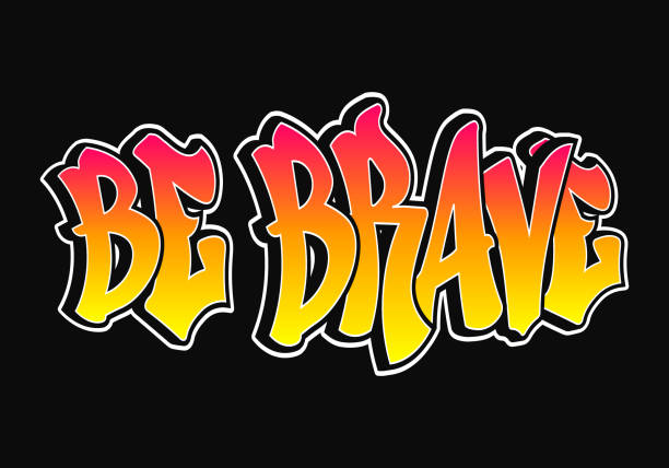 istock The phrase Be brave written in graffiti style typography with a vibrant color gradient and a white outline 2201067169