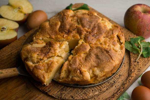 istock Delicious cinnamon cake with fresh apple pieces. Traditional German recipe. 2201068205
