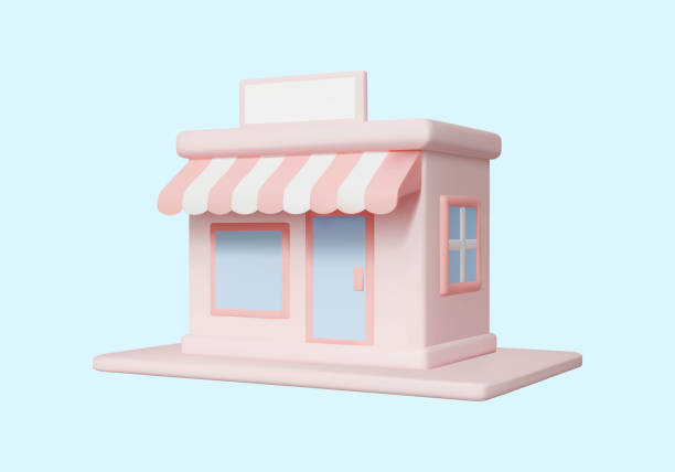 istock 3D Vector Illustration Render Pink Shop Icon Minimal Style with Storefront Sign and Awning Separated on Light Background for Ecommerce Business, Marketing, Graphic Design, Banner, Advertising 2201076105