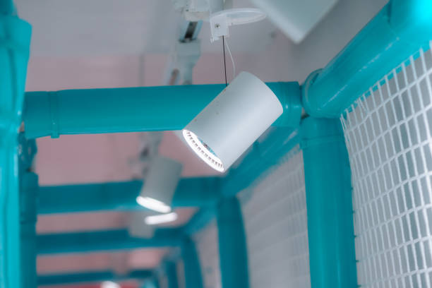 Track Lighting on the ceiling of the room, spot lighting