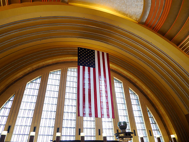 istock Cincinnati historical train station art deco museum detail 2201083115