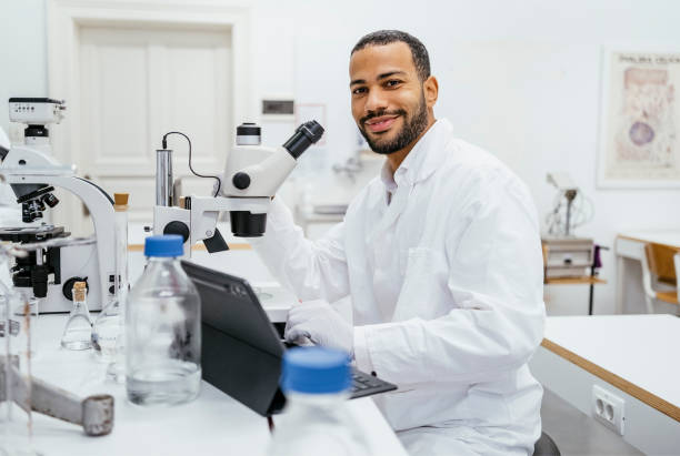 istock Confident Mixed-Race Male Student in University Laboratory Setting 2201085788