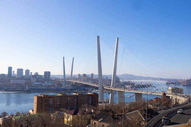istock Cable-stayed bridge in Vladivostok, Golden bridge 2201087307
