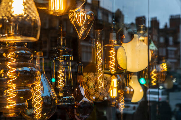 Shop window display of illuminated lights
