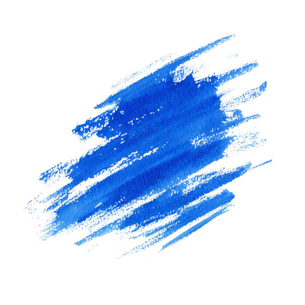 istock Watercolor spot bright blue. Textured brush stroke. Hand drawn illustration isolated from the background by brush stain. Abstract. Template postcards and design print products and create compositions 2201091125