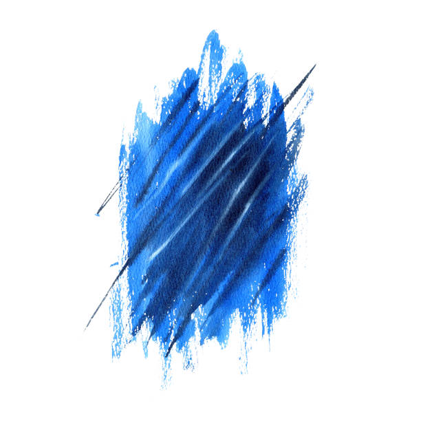 istock Watercolor spot bright blue and black. Textured brush stroke with scratches. Hand drawn illustration isolated from the background. Template postcards and design print products and create compositions 2201092019