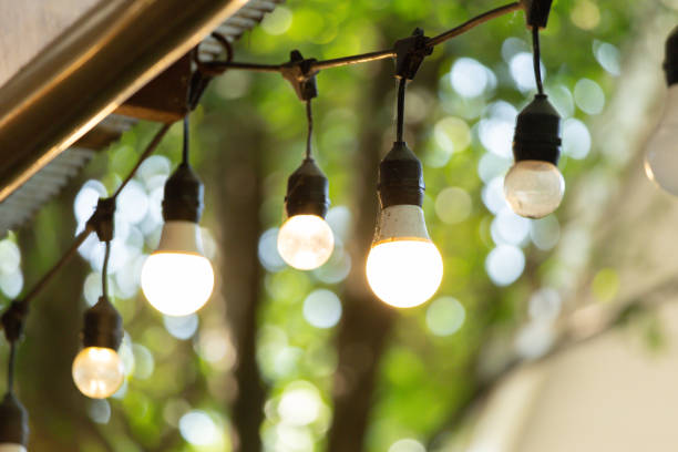 istock A string of lights with bulbs that are all white 2201092631