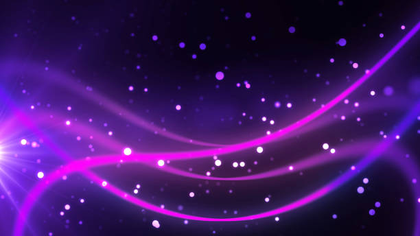 istock Light flares and particles move with magical galaxy lines shining in center. In motion star birth super nova dark magical fantasy like 3d opening portal bg. Award ceremony luxury curve beautiful bg. 2201101387
