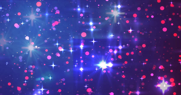 istock Shining particles with small blasts nebula galaxy background. Light beams bokeh shiny dust glittering space. Award ceremony night sky constellation multicolored supernovas. Cosmic moon magical bg. 2201101405