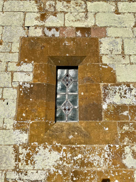istock Tiny Ancient Stained Glass Window, Northamptonshire, England 2201101754