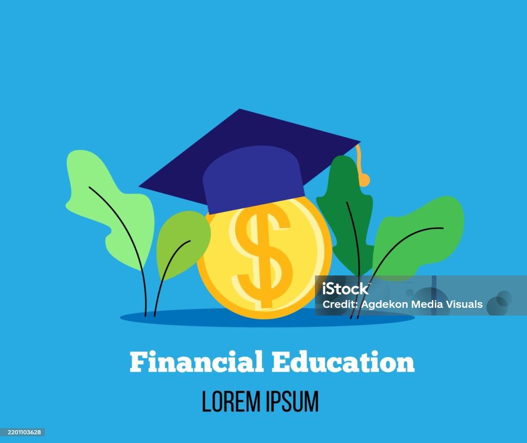 Finance Graduation Graduation Hat And Coin Financial Education Stock Illustration ...
