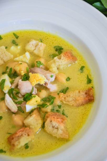 istock homemade chicken and bread soup with ingredients 2201103782
