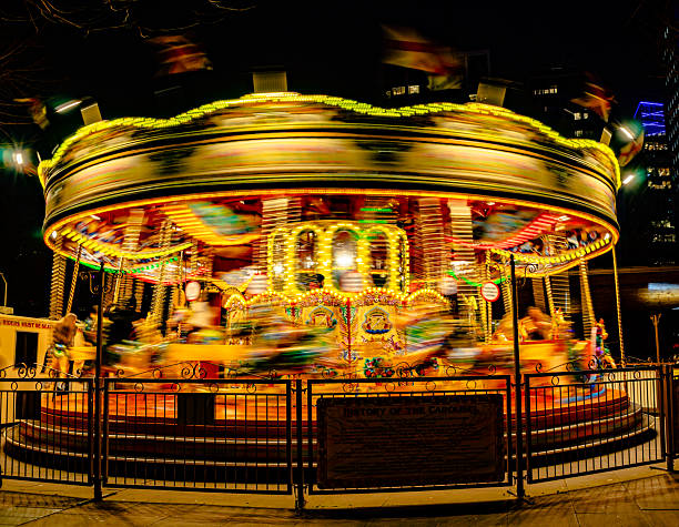 Blurred merry-go-round in a funfair for background use