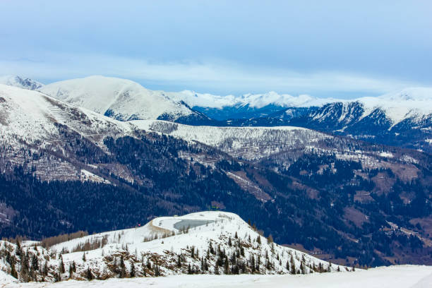 Snowy Alpine Landscape with Glacier Lake in Bad Kleinkircheim