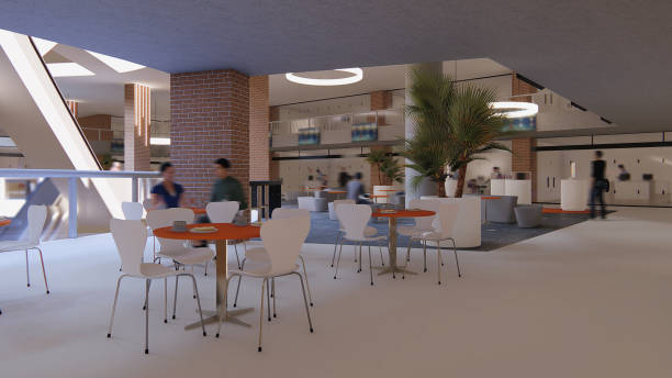 istock 3d rendering of the interior of a technology center - chairs internal space 2201115444