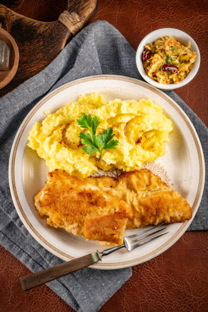 Fried cod fillet.