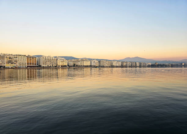 View of Thessaloniki coastline during sunset