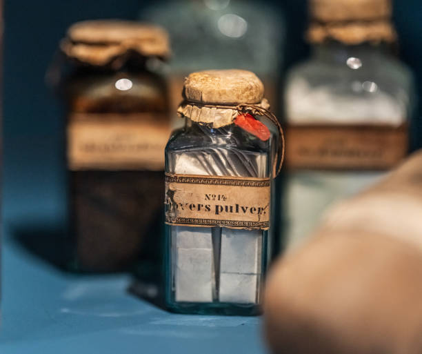 istock Vintage cork sealed glass medicine bottles.. 2201128138