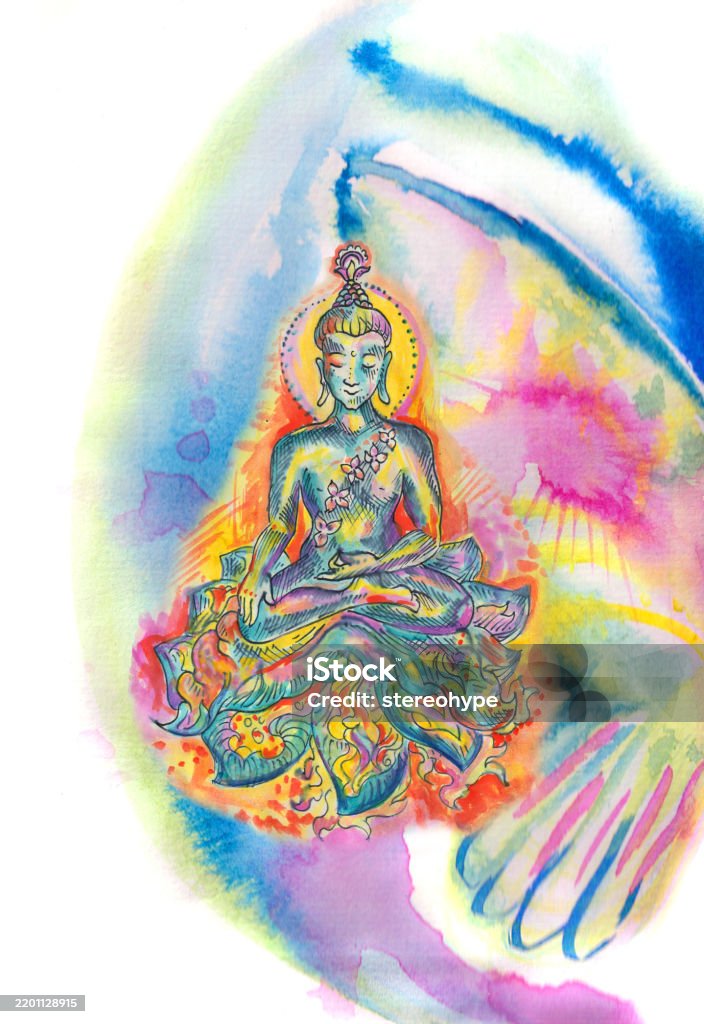 Buddhist Pattern Insects Butterfly Wing Buddha Stock Illustration - Download Image Now - Brush ...