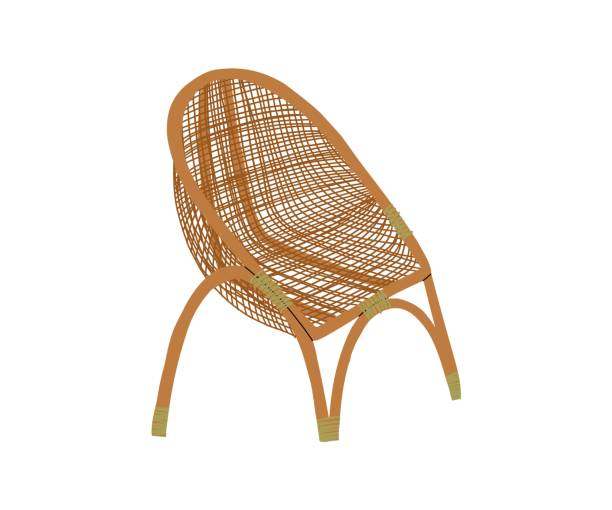 istock Rattan chair in a flat style. Rest, furniture. Hand drawn vector illustration. 2201136761