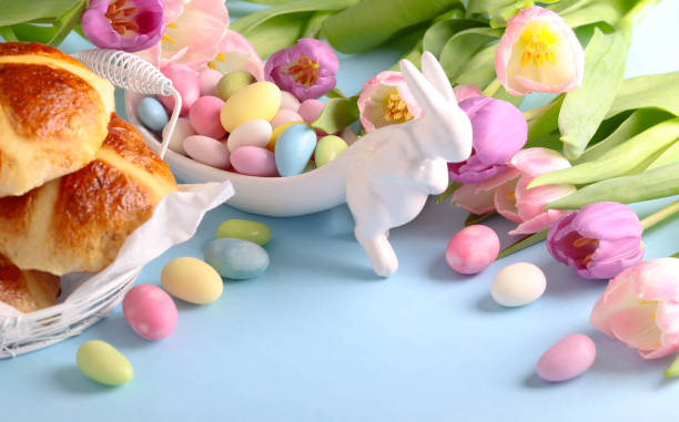 istock Easter sweet treats blue background 2201140320