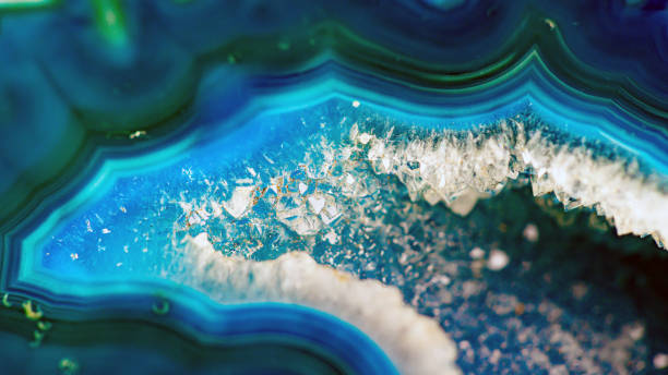 istock Close-Up of Vibrant Blue Agate Crystal Structure with Natural Patterns 2201148963