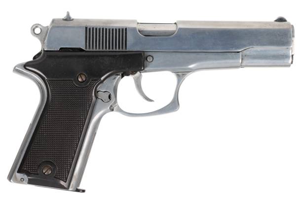 istock semi automatic 9 mm handgun pistol isolated on white 2201153073