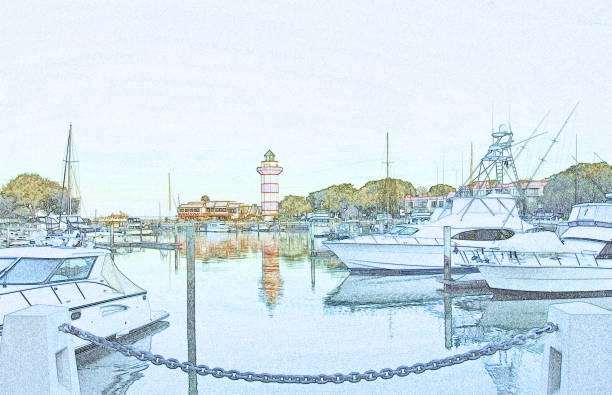 istock Lightouse-Harbor Town-Hilton Head Island SC-Sunrise-Colored Pencil 2201156036