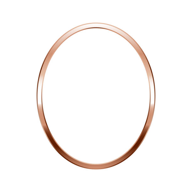 istock Oval pink gold frame. Isolated luxury oval rose gold border. Copper ellipse flat frame mockup design element. Vector illustration. 2201172279