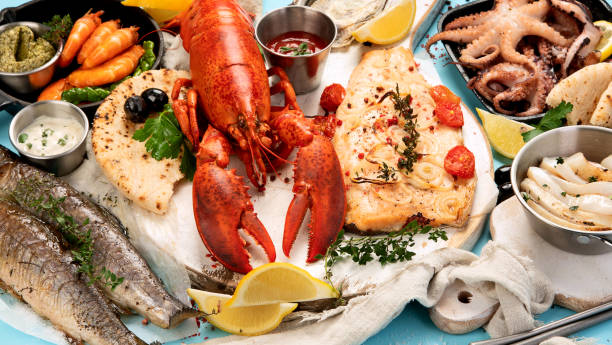 istock seafood and fishes dishes 2201199113