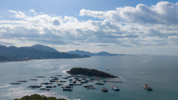 Fish rafts around the beautiful island