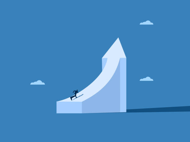 istock Determination for success, Endurance, Career path, Businessman running on an arrow pointing to growth 2201210535