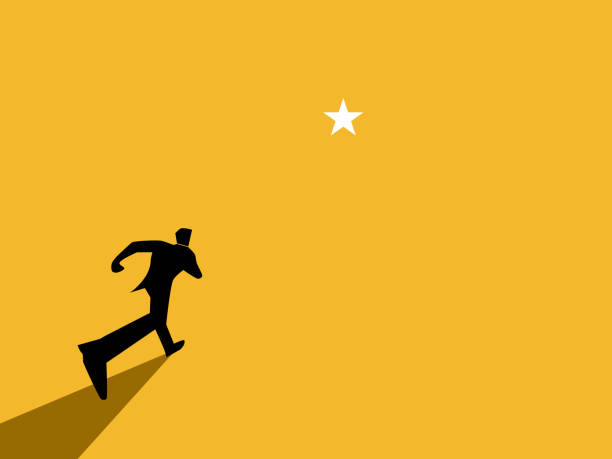 istock Imagination, Dream, Businessman running to the star of success 2201210712