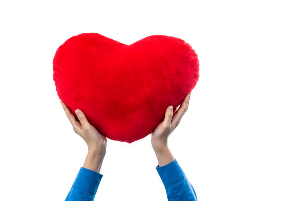 Woman hands holding a heart shape on white background