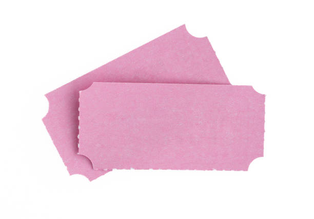 Two blank pink color admission tickets isolated on white background