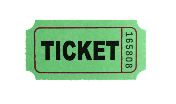 Admit one green event ticket isolated on white background