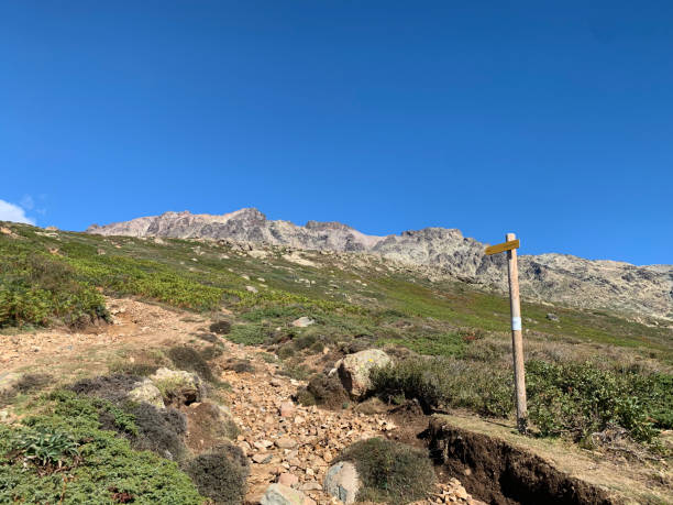 istock Sign on the way to Monte Cinto from Lozzi in Corsica 2201216643