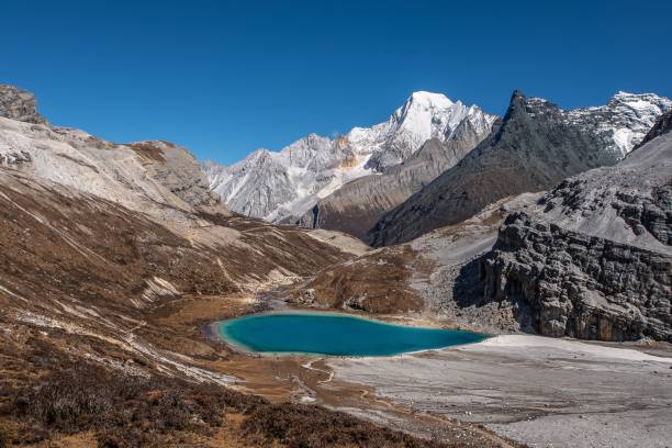 istock Turquoise Alpine Lake in Rugged Mountains 2201222435