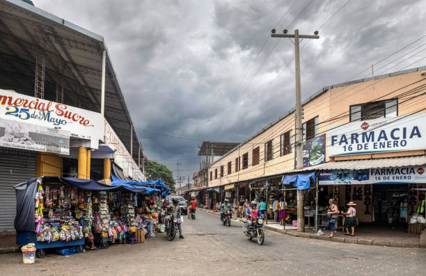 Cotoca, Bolivia, October 25, 2023: The people shop in the downtown of this small colonial town.