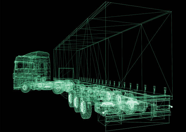 3D model of a flat nose European style heavy duty truck.