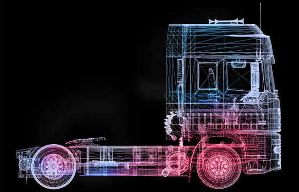 3D model of a flat nose European style heavy duty truck.