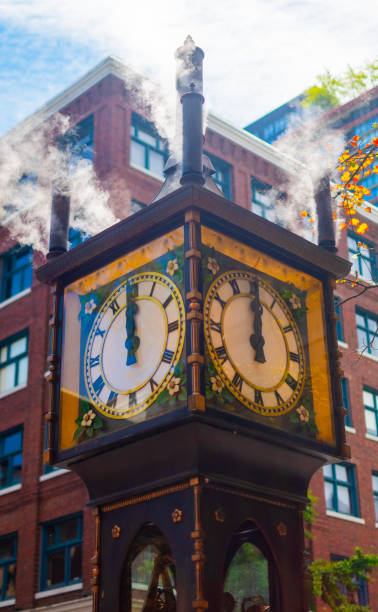 istock Gastown steam clock blowing steam in vancouver, canada 2201244748