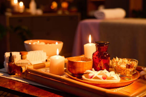 istock Tray with Candles and Oils 2201244983